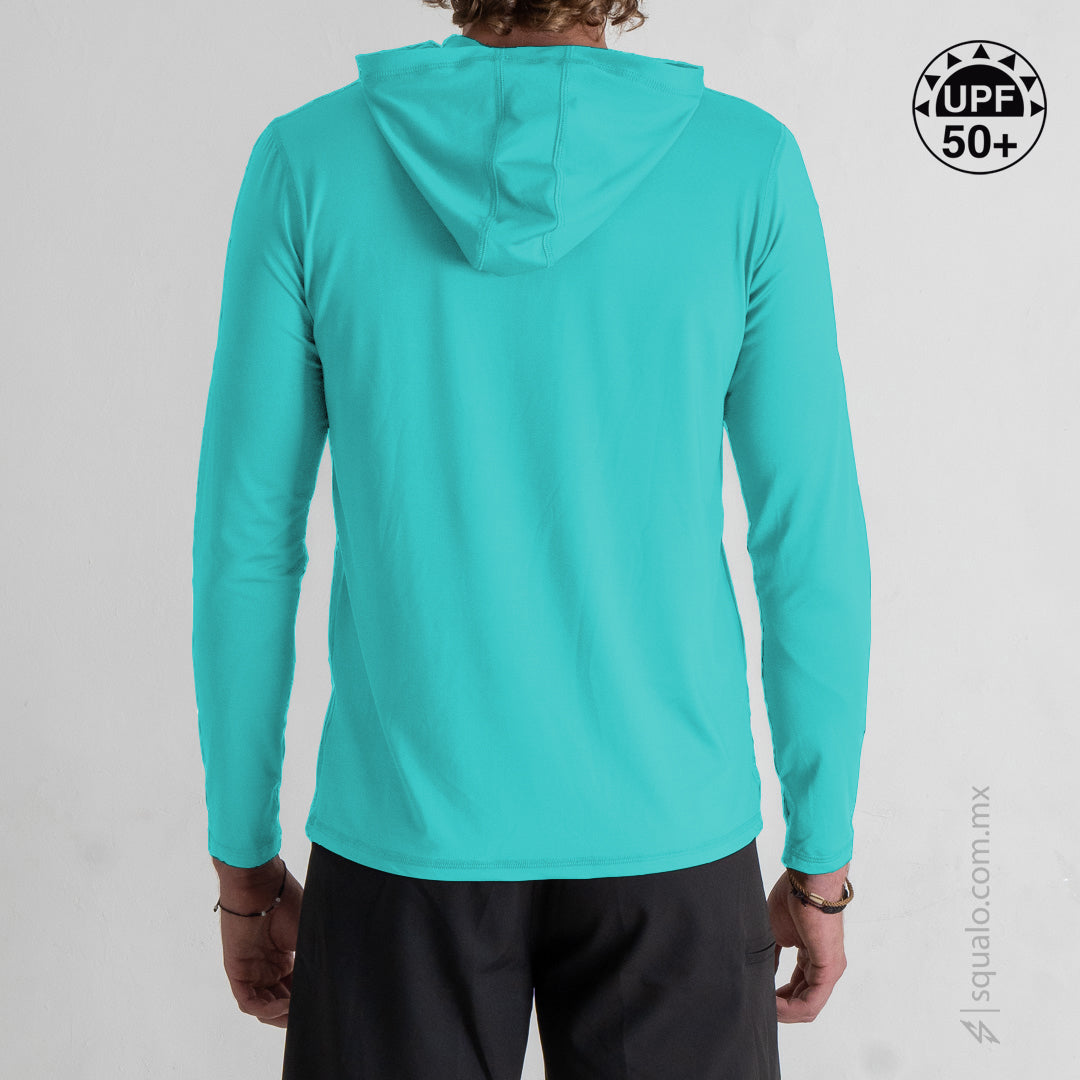 PLAYERA RASHGUARD MANGA LARGA CON GORRO CORTE AMPLIO RECYX TEAL