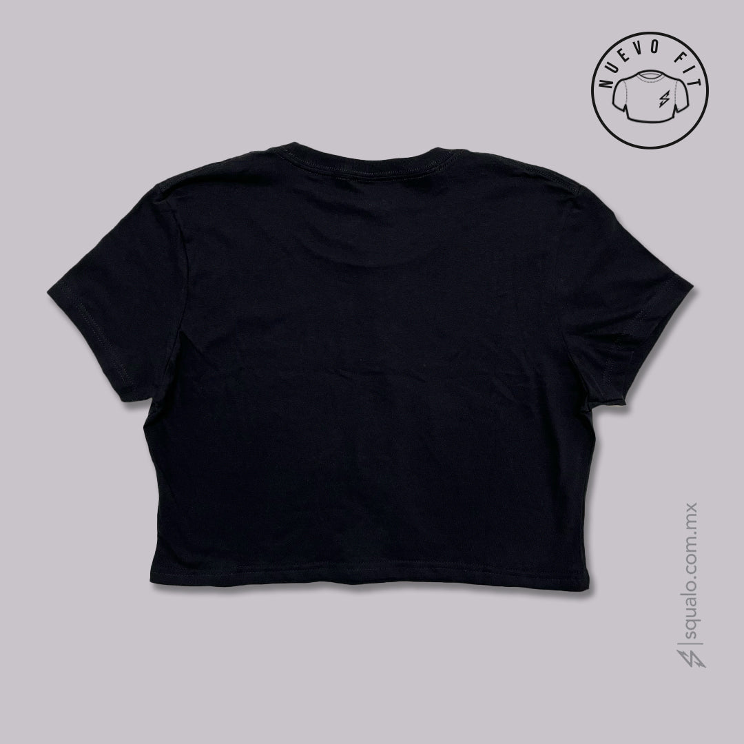 PLAYERA CROP SURFGIRL NEGRO