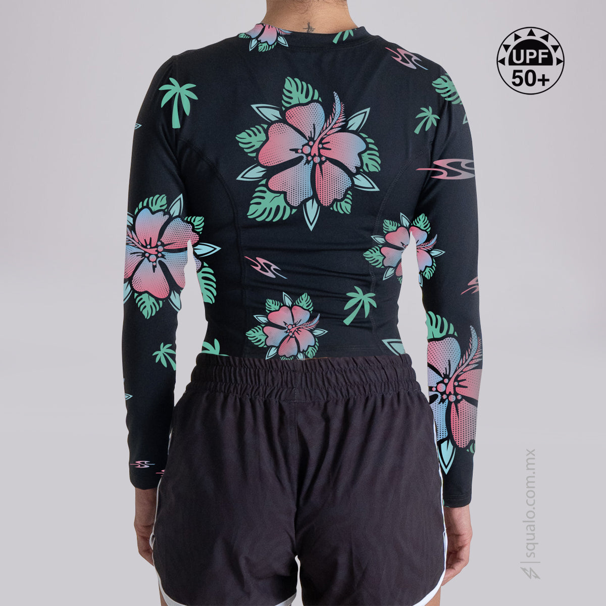 PLAYERA RASHGUARD CORTE AJUSTADO MANGA LARGA BIXCUZ NEGRO