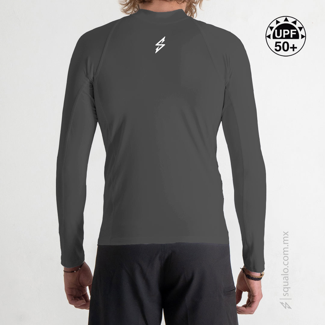 PLAYERA RASHGUARD CORTE AJUSTADO LOGOBASIC II GRIS