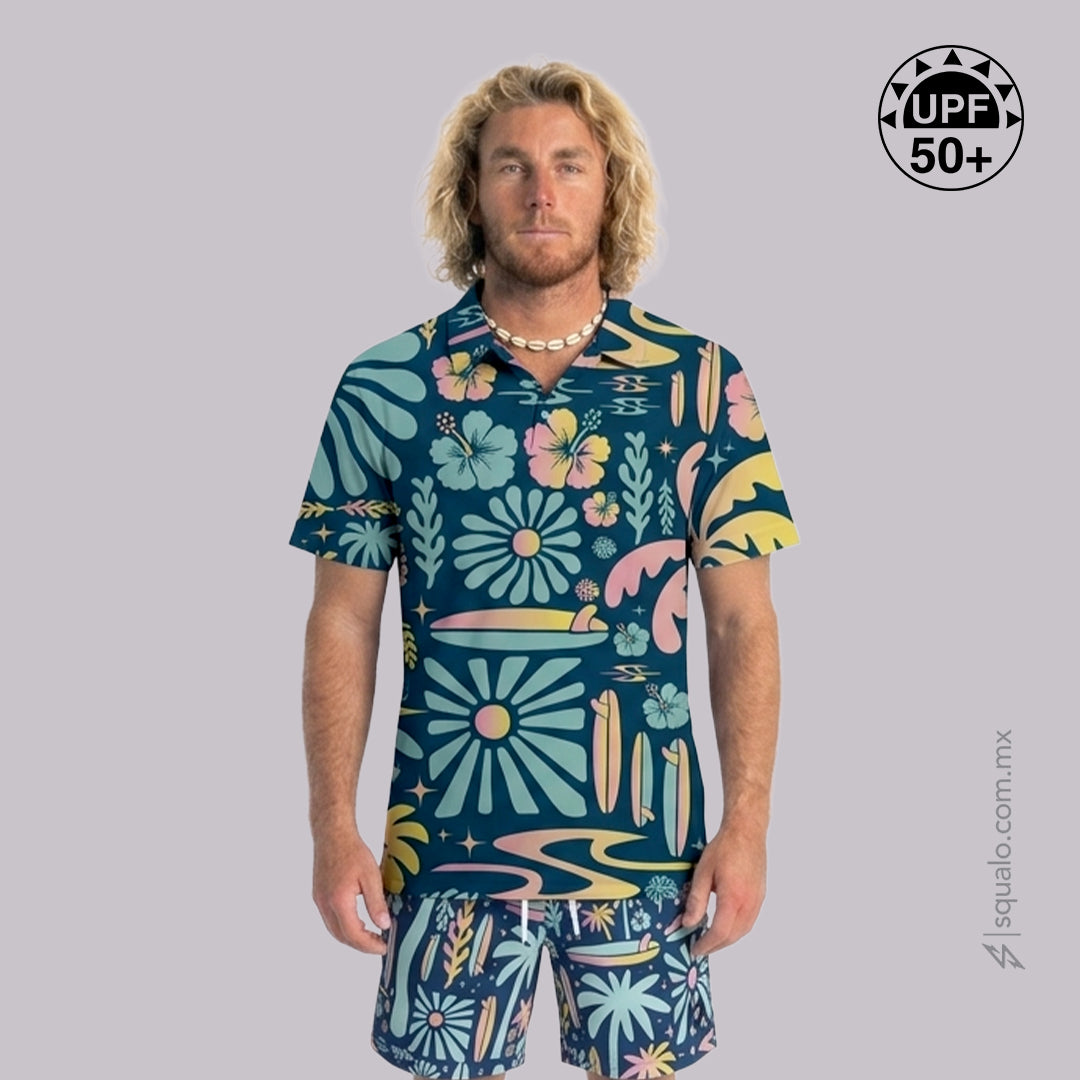 PLAYERA POLO MANGA CORTA MAUI AZUL
