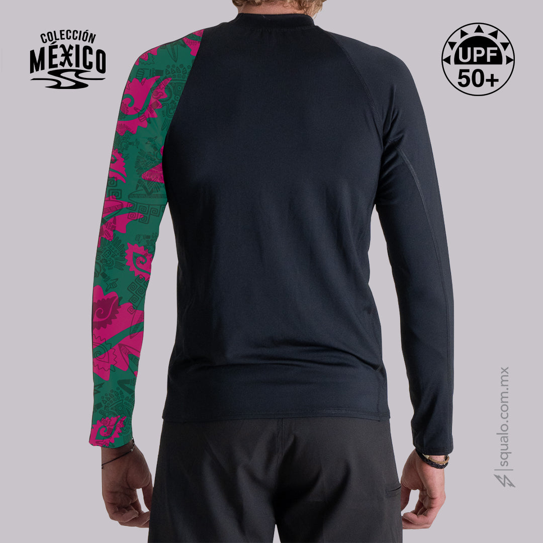 PLAYERA RASHGUARD CORTE AJUSTADO MANGA LARGA RASHSLIM MX NEGRO