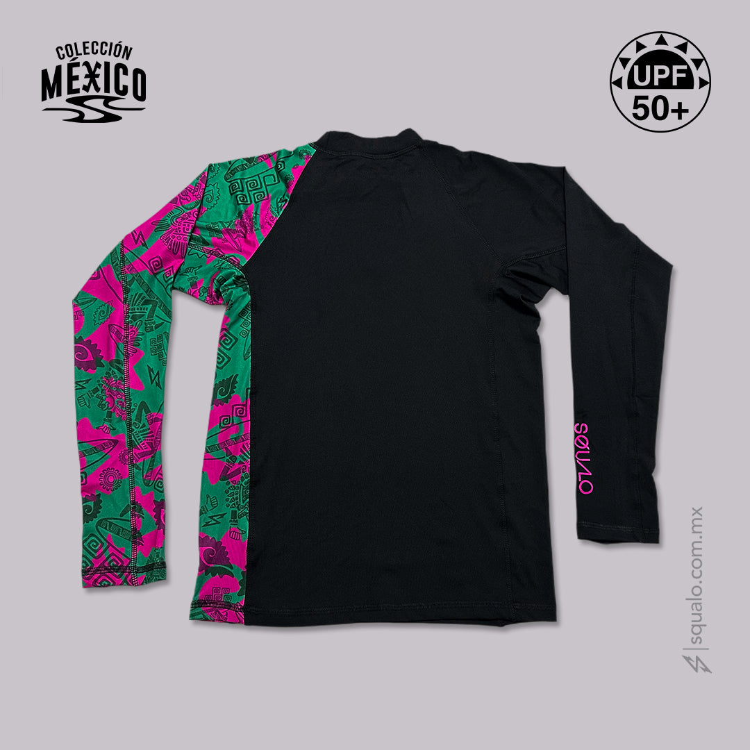 PLAYERA RASHGUARD CORTE AJUSTADO MANGA LARGA RASHSLIM MX NEGRO