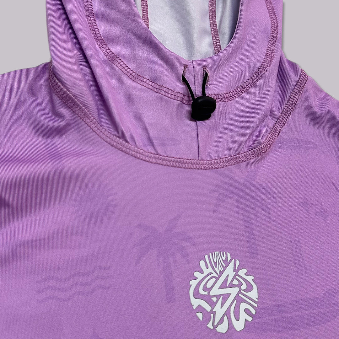 PLAYERA RASHGUARD MANGA LARGA CON GORRO CORTE AMPLIO FLORIGIRL ROSA