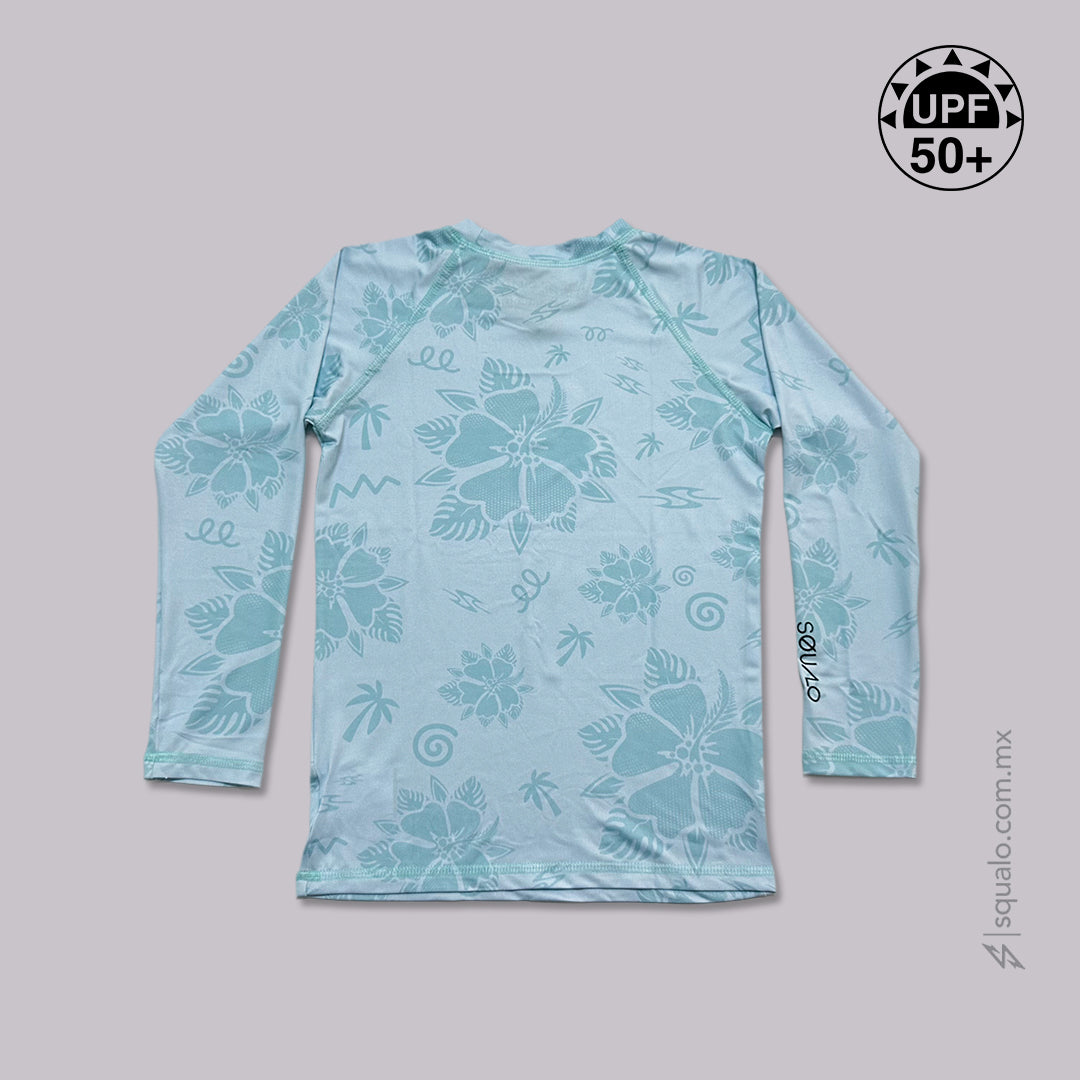 PLAYERA RASHGUARD GIRL CORTE AMPLIO MANGA LARGA XEL I I CELESTE