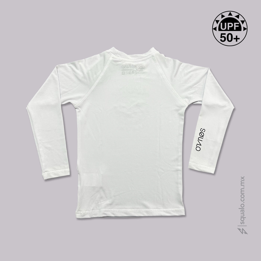 PLAYERA RASHGUARD GIRL CORTE AMPLIO MANGA LARGA MONST BLANCO
