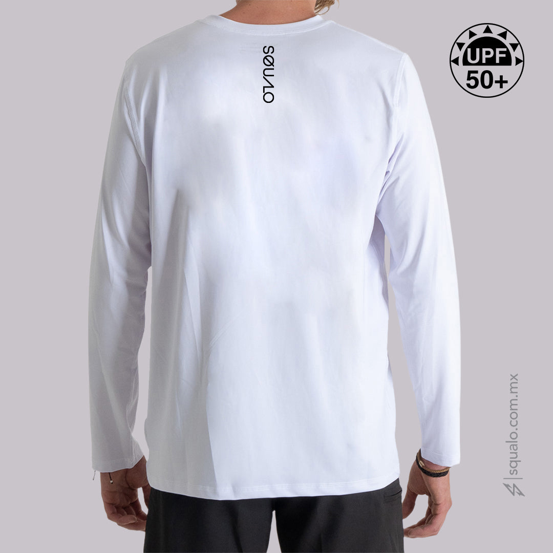 PLAYERA RASHGUARD CORTE AMPLIO MANGA LARGA LEYEX 1 BLANCO