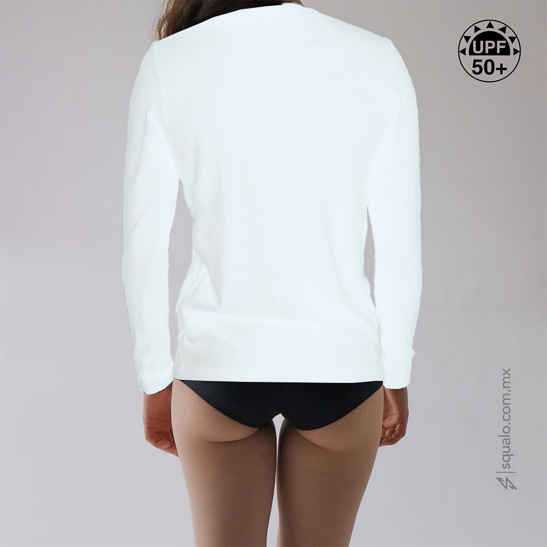 PLAYERA RASHGUARD CORTE AMPLIO MANGA LARGA GLOX III BLANCO