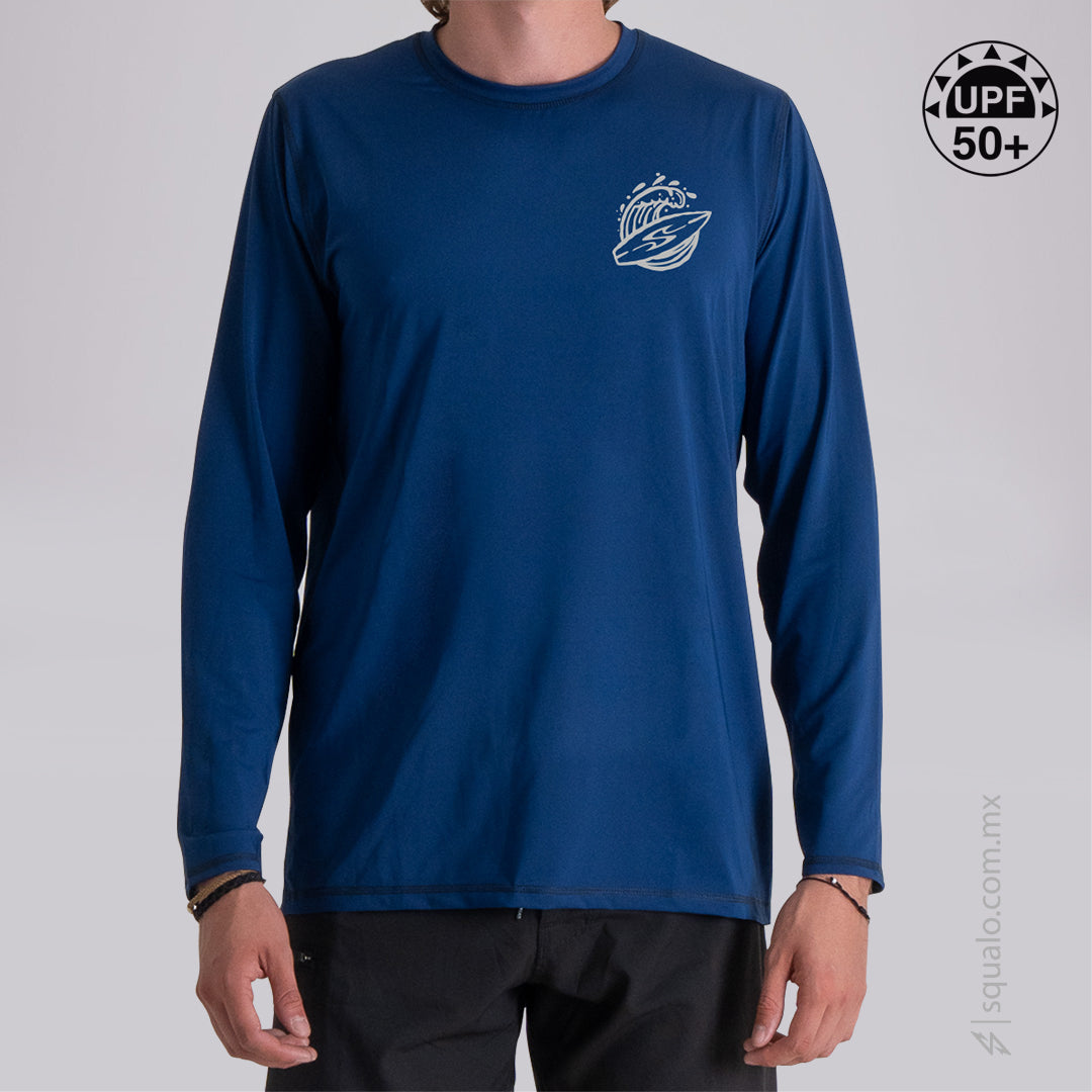 PLAYERA RASHGUARD CORTE AMPLIO MANGA LARGA WAV MARINO