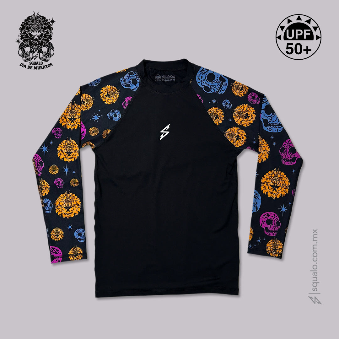 PLAYERA RASHGUARD CORTE AJUSTADO MANGA LARGA DDM26 NEGRO