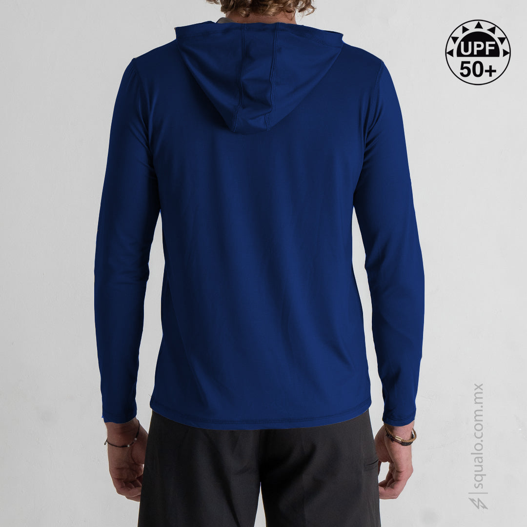 Playera Rashguard Manga Larga Con Gorro Corte Ajustado Xirkuit Azul