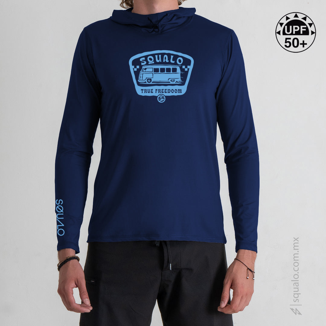 PLAYERA RASHGUARD MANGA LARGA CON GORRO CORTE AMPLIO KRISCOM