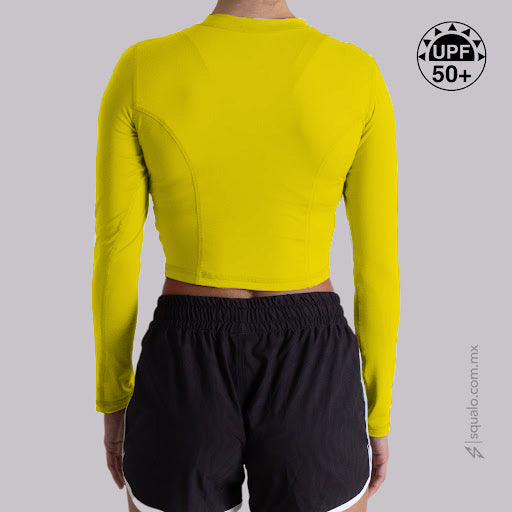 PLAYERA RASHGUARD OMBLIGUERA MAR 4 AMARILLO