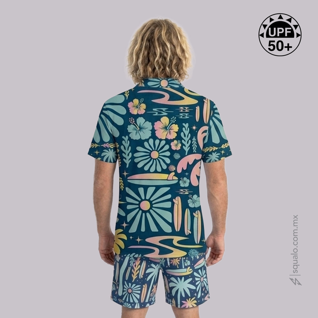 PLAYERA POLO MANGA CORTA MAUI AZUL