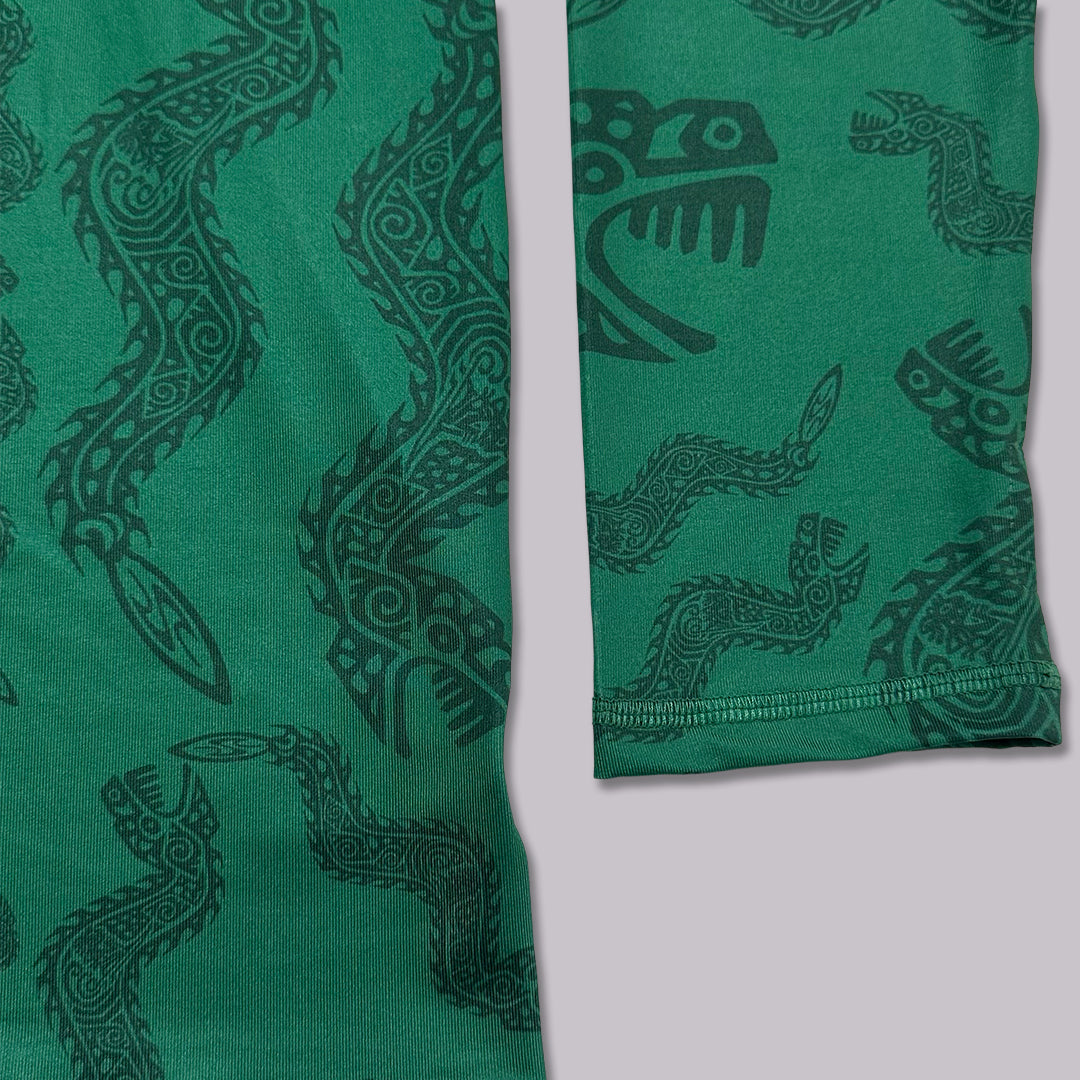 PLAYERA RASHGUARD MANGA LARGA CON GORRO CORTE AMPLIO RASHO MX VERDE