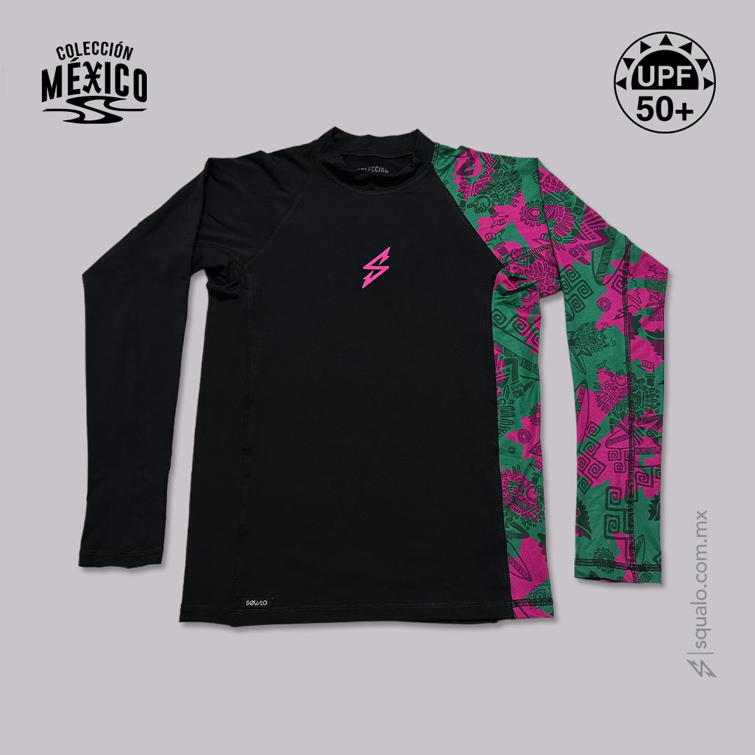 PLAYERA RASHGUARD CORTE AJUSTADO MANGA LARGA RASHSLIM MX NEGRO