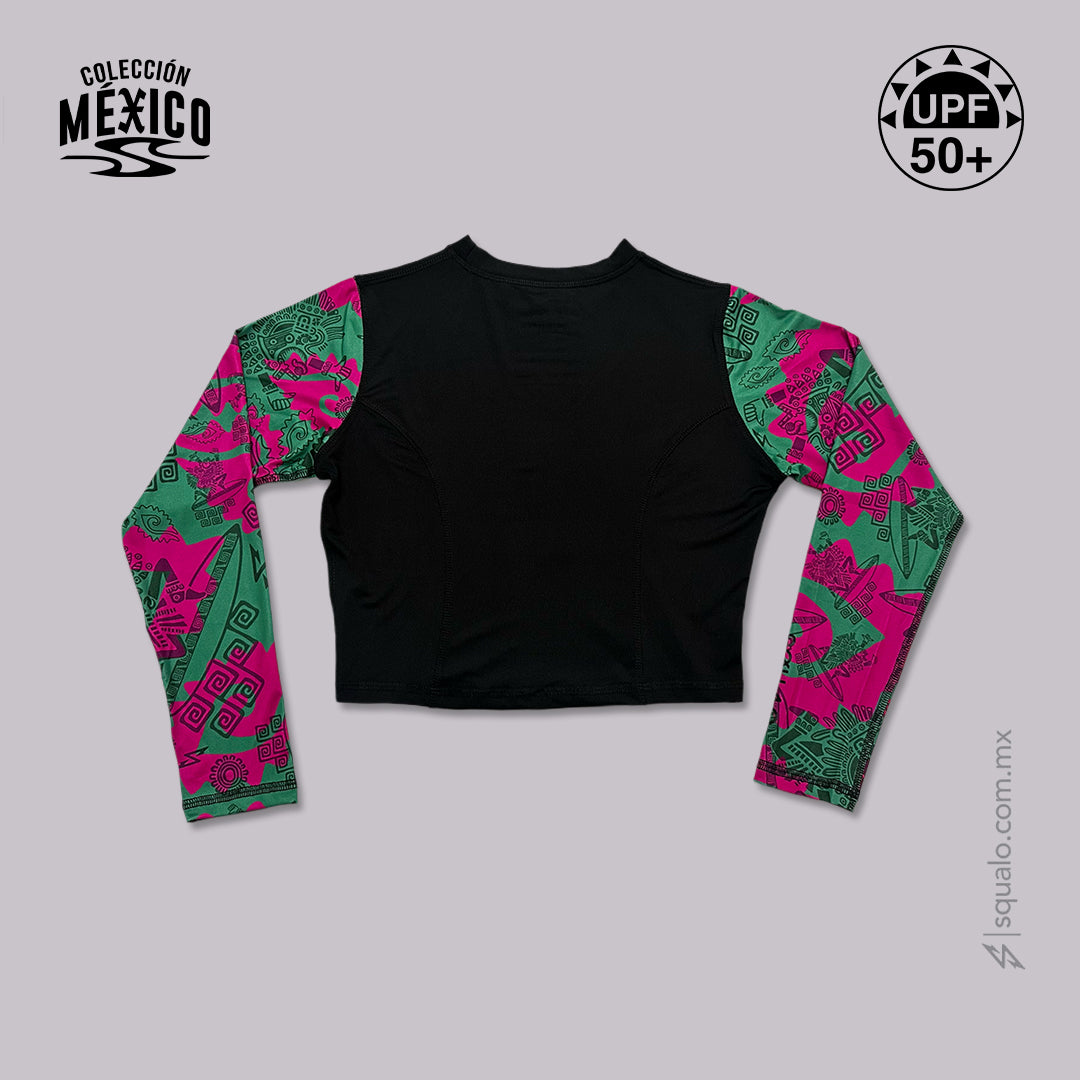 PLAYERA RASHGUARD OMBLIGUERA MANGA LARGA KROPMX NEGRO